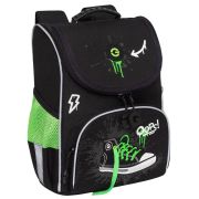 Ранец GRIZZLY анатомическая спинка, с мешком для обуви, для мальчиков, «SNEAKER», черный, 33х25х13 см, RAm-585-8/1