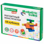 Магнитный конструктор MAGNETIC CUBES «КУБИЧЕСКИЙ», 48 магнитных кубиков, BRAUBERG KIDS, 665723