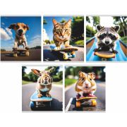 Тетрадь Lamark «Зверята на скейтах», А5, 165х205 мм, 48 л., на скобе, клетка, обложка - мелованный картон