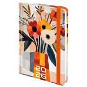 Ежедневник датированный 2026 с резинкой 145х203 мм, А5, BRAUBERG, твердый, «Букет», 117339