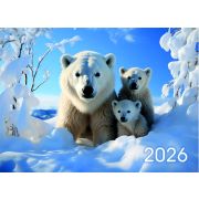 Календарь квартальный на 3-х спиралях 3-х блочный 2026 «Белые медведи», Lamark