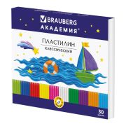 Пластилин классический BRAUBERG «АКАДЕМИЯ», 30 цветов, 600 г, со стеком, ВЫСШЕЕ КАЧЕСТВО, 105900