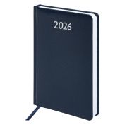 Ежедневник датированный 2026, А5, 138x213 мм, BRAUBERG «Profile», балакрон, синий, 117073