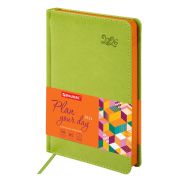 Ежедневник датированный 2026, А5, 138x213 мм, BRAUBERG «Rainbow», под кожу, зеленый, 117081