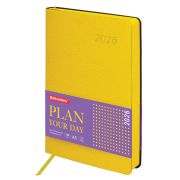 Ежедневник датированный 2026 А5 138x213 мм, BRAUBERG «Stylish», под кожу, гибкий, желтый, 117101