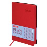 Ежедневник датированный 2026 А5 138x213 мм, BRAUBERG «Stylish», под кожу, гибкий, красный, 117103