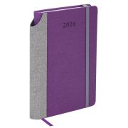 Ежедневник датированный 2026 А5 138x213 мм, BRAUBERG «Mosaic», под кожу, карман для ручки, фиолетовый, 117113