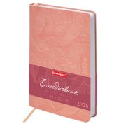 Ежедневник датированный 2026 А5 138x213 мм, BRAUBERG «Foliage», под кожу, гибкий, розовый, 117129