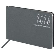 Еженедельник датированный 2026 МАЛЫЙ ФОРМАТ 105х160 мм, А6, BRAUBERG «Blaze», фольга, серый, 117218