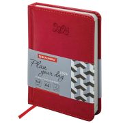 Ежедневник датированный 2026, МАЛЫЙ ФОРМАТ 100х150 мм, А6, BRAUBERG «Rainbow», под кожу, красный, 117256