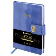 Ежедневник датированный 2026 А5 138х213 мм, BRAUBERG «Elegant», под кожу, застежка, темно-синий, 117366