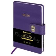 Ежедневник датированный 2026 А5 138х213 мм, BRAUBERG «Elegant», под кожу, застежка, фиолетовый, 117370