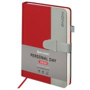 Ежедневник датированный 2026, А5, 138х213 мм, BRAUBERG «Esthetic», под кожу, держатель для ручки, застежка, красный/серый, 117371