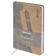 Ежедневник датированный 2026, А5, 138x213 мм, BRAUBERG «Assistant», под кожу, держатель, серый, 117378