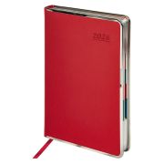 Ежедневник датированный 2026 А5 148х218 мм, GALANT «Infinity Silver», под кожу, красный, 117497