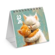 Календарь-домик настольный на гребне, 2026 г., BRAUBERG, 101х101 мм, «Котики», 117274