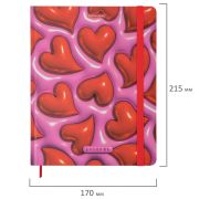 Дневник 1-11 класс 48 л., твердый, BRAUBERG, матовая ламинация, резинка, закладка-ляссе, с подсказом, «Сердечки», 107241