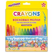 Восковые мелки утолщенные на масляной основе ЮНЛАНДИЯ «ДОМИКИ», 24 цвета, 273091