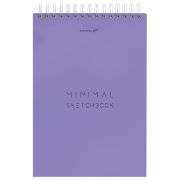 Скетчбук, белая бумага 100 г/м2, 140х201 мм, 60 л., гребень, жёсткая подложка, BRAUBERG ART, Minimal сиреневый, 116901