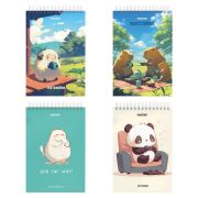 Скетчбук, белая бумага 100 г/м2, 140х201 мм, 60 л., гребень, жёсткая подложка, FUNSTER (ФАНСТЕР), АССОРТИ Funny pets, 116903