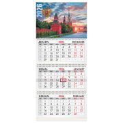 Календарь квартальный на 2026 г., 3 блока, 3 гребня, бегунок, мелованная бумага, BRAUBERG, «Россия», 116788