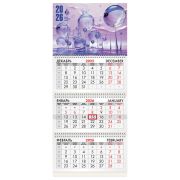 Календарь квартальный на 2026 г., 3 блока, 3 гребня, бегунок, мелованная бумага, BRAUBERG, «Фантастический мир», 116800