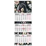 Календарь квартальный 2026 г., 3 блока, 3 гребня, бегунок, мелованная бумага, BRAUBERG EXTRA, «Лошадь», 116813