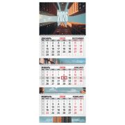 Календарь квартальный 2026 г., 3 блока, 3 гребня, бегунок, мелованная бумага, BRAUBERG EXTRA, «Мегаполис», 116823