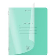 Тетрадь пластиковая обложка (прозрачная) 12 листов, клетка, BRAUBERG «Smart Cover», ЗЕЛЕНАЯ, 405019