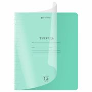 Тетрадь пластиковая обложка (прозрачная) 12 листов, косая линия, BRAUBERG «Smart Cover», ЗЕЛЕНАЯ, 405021