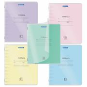 Тетрадь пластиковая обложка (прозрачная) 24 листа, линия, BRAUBERG «Smart Cover», АССОРТИ (микс в спайке), 405037