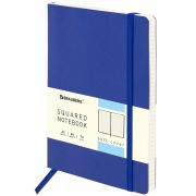 Блокнот А5 (148x218 мм), BRAUBERG «Metropolis Ultra», под кожу, 80 л., резинка, клетка, синий, 111017
