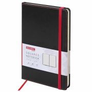 Блокнот А5 (148x218 мм), BRAUBERG «Office», под кожу, 80 л., резинка, клетка, черный, 111027