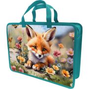 Папка-портфель Lamark «Лисенок», А4, 34х24,5х7 см, 1 отделение, на молнии, с ручками, печать по пластику с двух сторон