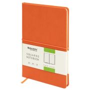 Блокнот А5 (148x218 мм), BRAUBERG «Metropolis X», под кожу, 80 л., резинка, клетка, оранжевый, 111032