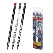 Набор карандашей чернографитных с принтом BRAUBERG «MANGA», 12 штук, HB, с ластиком, корпус ассорти, 182037