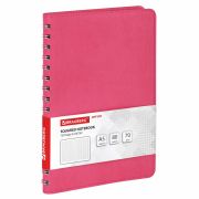Бизнес-тетрадь на гребне А5 148x218 мм, BRAUBERG «Office PRO», под кожу, клетка, 80 л., розовая, 111042