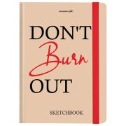 Скетчбук, белая бумага 80 г/м2, 145х203 мм, 80 л., резинка, твердый, BRAUBERG ART, «Don't burn out», 116893