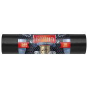 Мешки для мусора 240 л, ПРОЧНЫЕ черные, в рулоне 10 шт., ПВД 60 мкм, 2-х слойные, 100x130 см, «БРОНЯ», ВР-0013