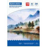 Бумага для акварели БОЛЬШАЯ А3, 10 л., 200 г/м2, 297х420 мм, BRAUBERG, «Весна», 111063
