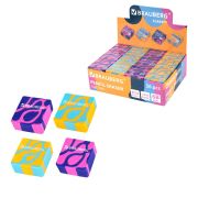 Ластик BRAUBERG «CLARITY», 34х34х14 мм, квадратный, экологичный ПВХ, ассорти, 272732