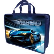 Папка-портфель Lamark «Ускорение», А4, 34х24,5х7 см, 1 отделение, на молнии, с ручками, печать по пластику с двух сторон