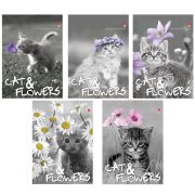 Блокнот МАЛЫЙ ФОРМАТ А6, 40 л., гребень, ламинированный картон, клетка, Альт, «Котята», (5 видов), 3-40-028