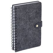 Ежедневник недатированный, А5, 135х210 мм, BRAUBERG «Felt», на гребне, войлок, застежка на кнопке, 160 л., черный, 117132