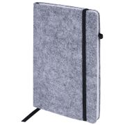 Блокнот А5 138x213 мм BRAUBERG «Voylok», войлок, резинка, держатель, 80 л., клетка, серый, 117135