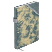 Блокнот А5 135x210 мм BRAUBERG «Denim», ткань/экокожа, резинка, держатель, 80 л., клетка, синий, 117139