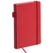 Блокнот А5 135x212 мм BRAUBERG «Edge», под кожу, резинка, держатель, 80 л., клетка, красный, 117147