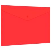 Папка-конверт с кнопкой прозрачная А4, BRAUBERG «UNIVERSAL», до 100 листов, красная, 0,15 мм, 273073