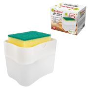 Диспенсер/дозатор для моющего средства, органайзер + губка, БЕЛЫЙ, 7х14х11 см, ЛЮБАША, 700039