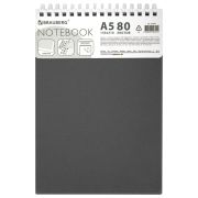 Блокнот А5, 80 л., силиконовый гребень, обложка пластик, клетка, BRAUBERG, серый, 117562